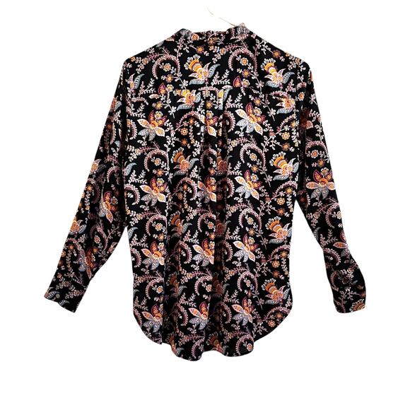 Loft Garden Pintuck Tunic Blouse Popover Top Sz Small Boho Floral Paisley - Picture 5 of 8